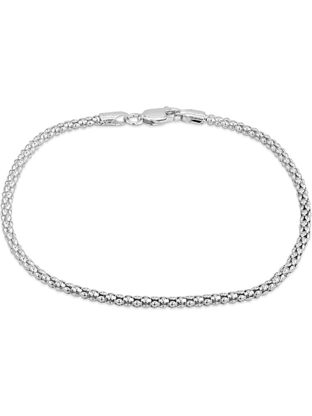 Elegant 2.3mm Silver Popcorn Chain Bracelet - 19cm/7.5" Adjustable Jewelry